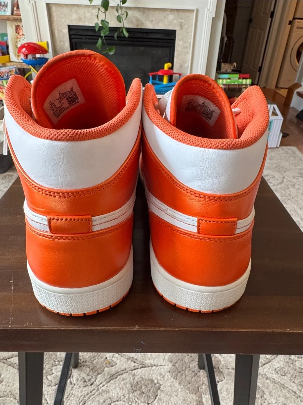 Air Jordan 1 Mid-Style Metallic Orange Sneakers
